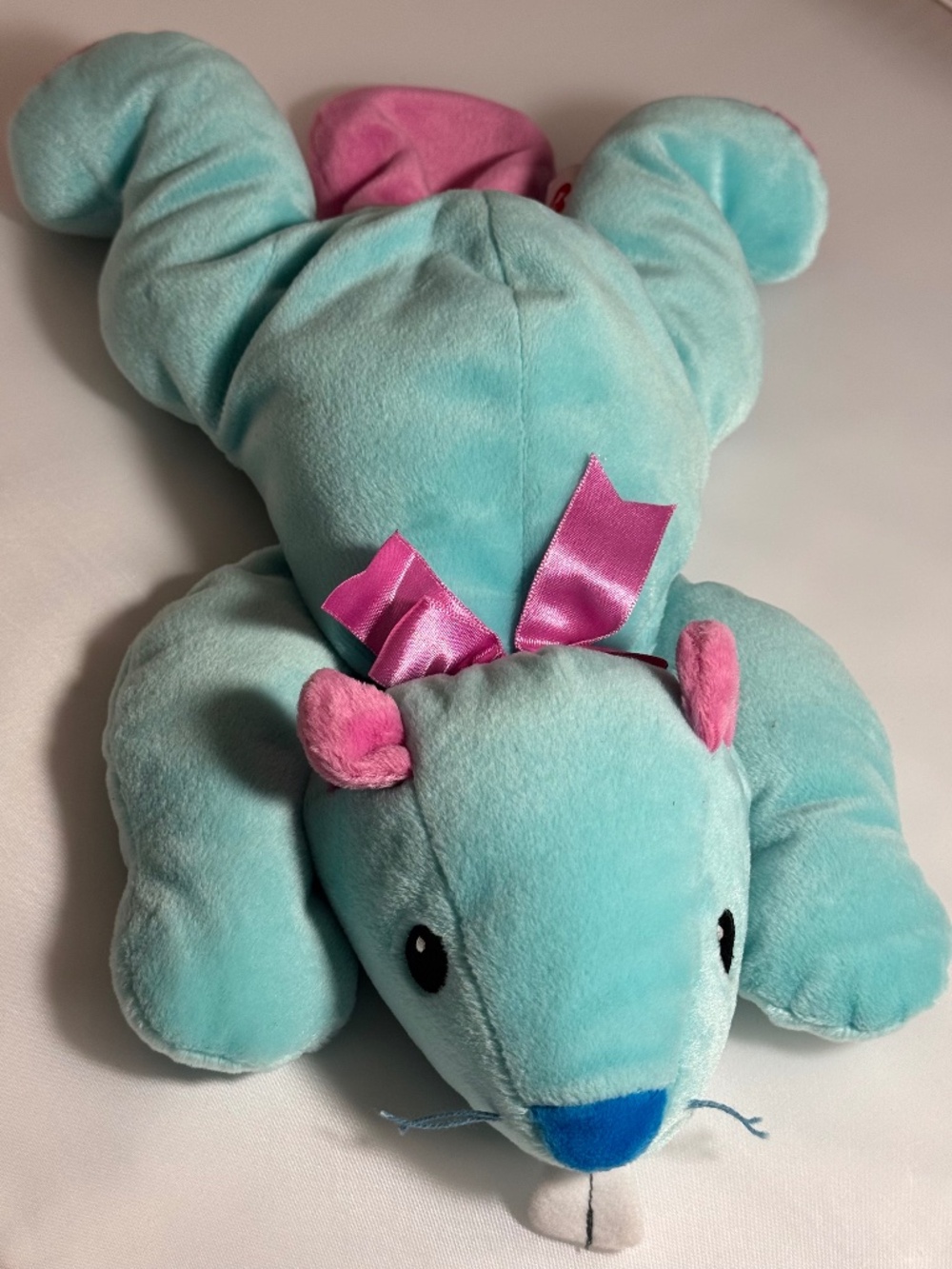 TY Pillow Pals Beaver Retired Plush 1998 Blue Pink Stuffed Animal Toy